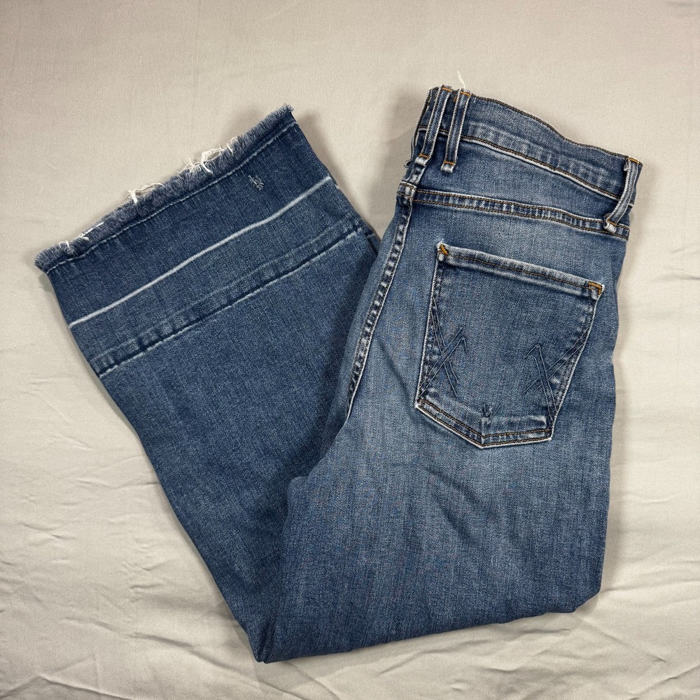 MCGUIRE Denim‎ Cropped Wide Leg Jeans Frayed Hem Women's 26 Boho USA Made